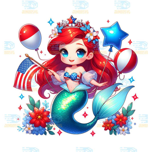 Ariel-Princess-America-4th-Of-July-Png