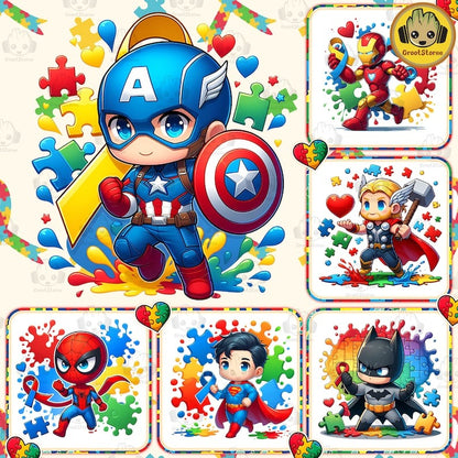 Autism Superhero Png Bundle, Autism Awareness Png, Awareness Png, Be Kind Png, Puzzle Png, Autism Kid Png, Digital Download