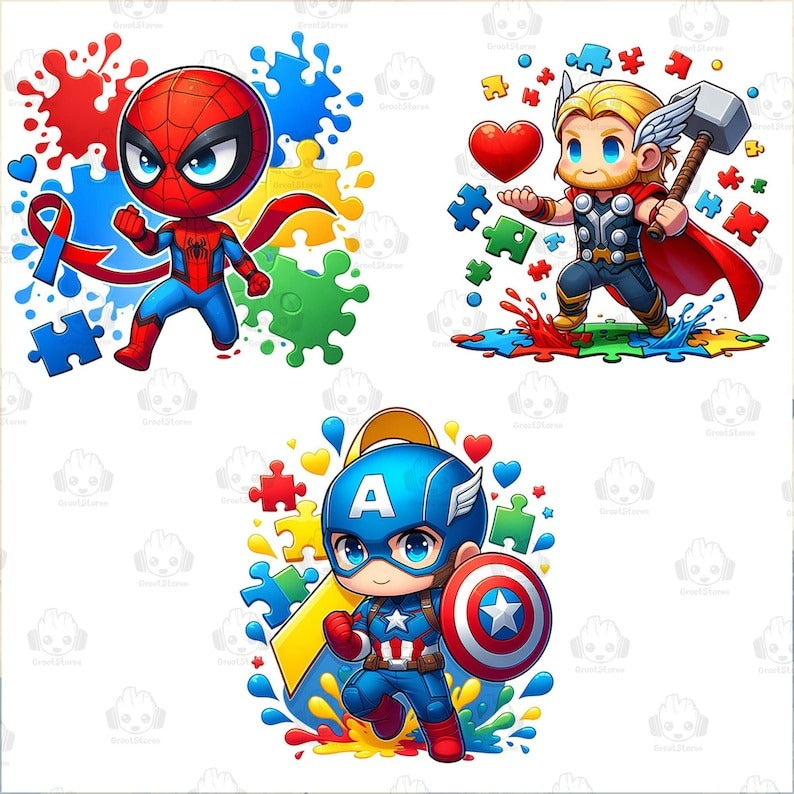 Autism Superhero Png Bundle, Autism Awareness Png, Awareness Png, Be Kind Png, Puzzle Png, Autism Kid Png, Digital Download