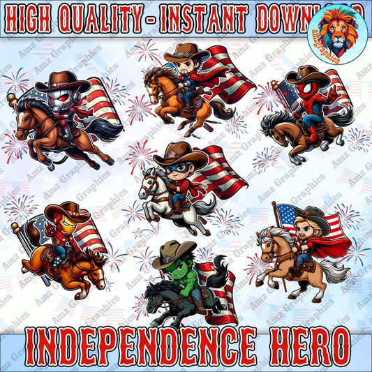 BUNDLE Cartoon Hero Make America Cowboy Again Png, Mouse Cartoon Independence Day Png, Western 4th of July Png, 4th Of July Sublimation