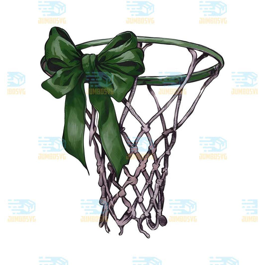 Basketball-Hoop-with-Green-Ribbon-Png