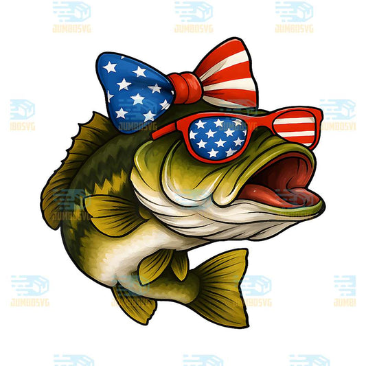 Bass-Fish-4th-Of-July-American-US-Flag-Patriotic-Fishing-Png