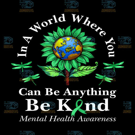 Be-Kind-Green-Ribbon-Sunflower-Mental-Health-Awareness-Png