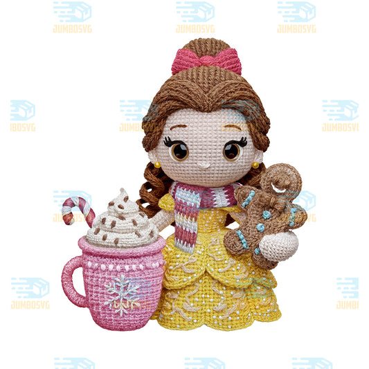 Belle-Crochet-Christmas-Png-Cute-Yarn-Belle-Hot-Cocoa-Png-Crochet-Gingerbread-Girl-Png-Holiday-Cocoa-Christmas-Png