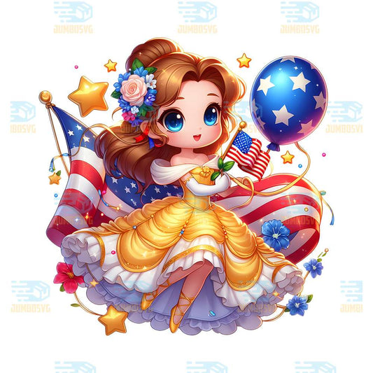 Belle-Princess-America-4th-Of-July-Png