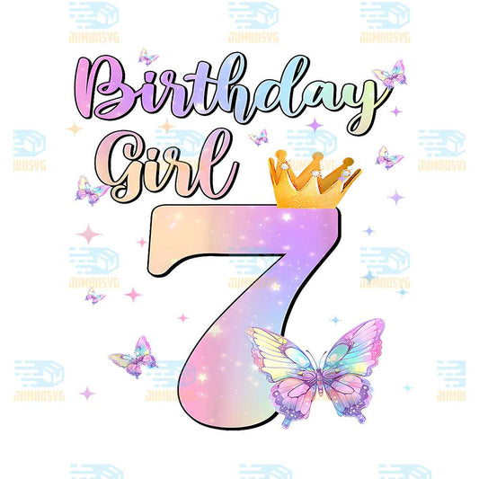 Birthday-Girl-7-Year-Old-Butterfly-Theme-Party-7th-Birthday-Png