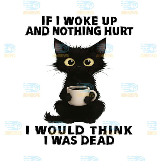 Black-Cat-If-I-Woke-Up-And-Nothing-Hurt-I-Would-Think-I-Was-Dead-Png