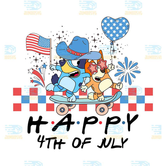 Bluey-And-Bingo-America-Happy-4th-Of-July-Png