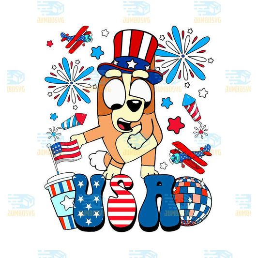 Bluey-Bingo-Usa-America-4th-Of-July-Png