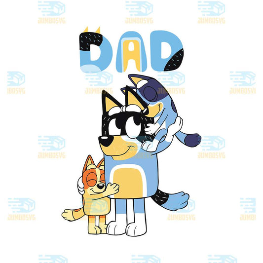 Bluey-Dad-Playing-Son-And-Daughter-Png