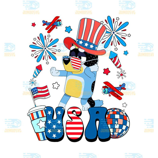 Bluey-Dad-Usa-America-4th-Of-July-Png