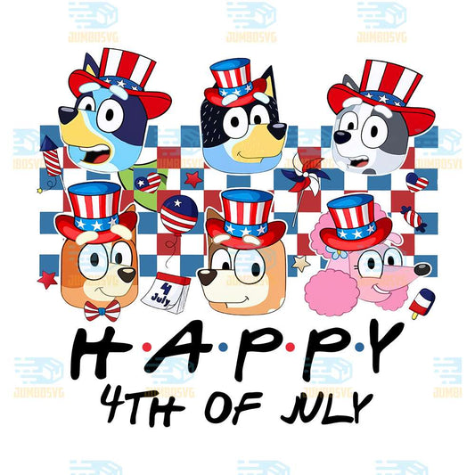 Bluey-Friends-America-4th-Of-July-Png