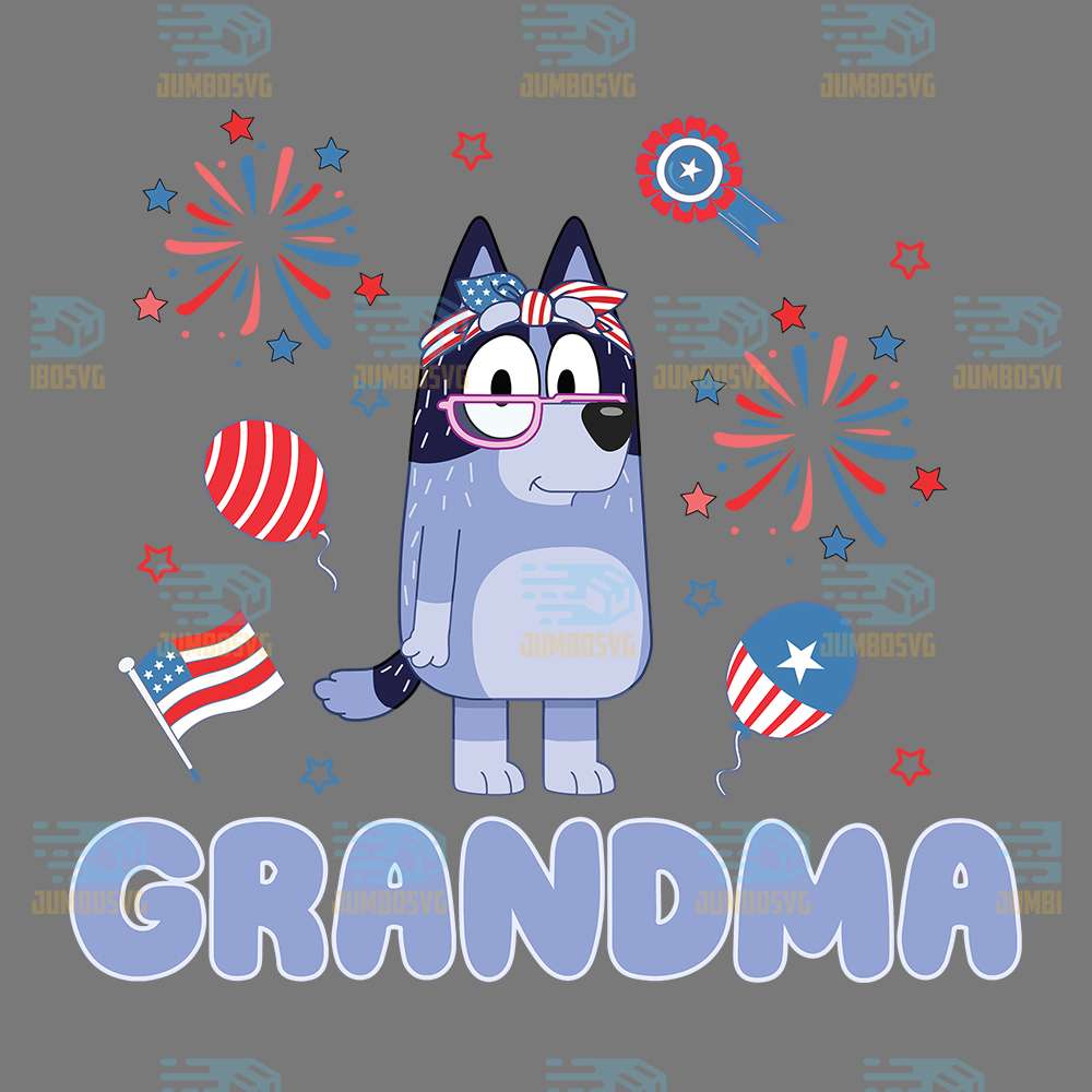 Bluey-Nana-Grandma-4th-Of-July-Png
