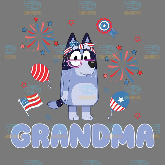Bluey-Nana-Grandma-4th-Of-July-Png