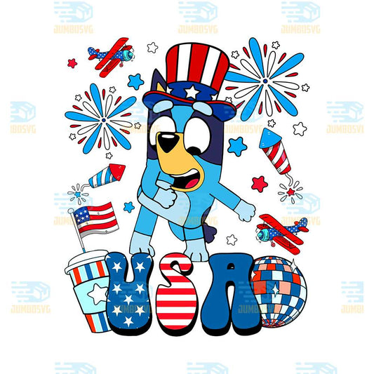 Bluey-Usa-America-4th-Of-July-Png
