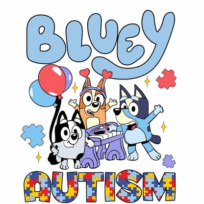 Bluey Autism Awareness png, Autism Puzzle P8NG, Funny Dog And Friends, Character Cartoon Autism PNG, Autism Support PNG