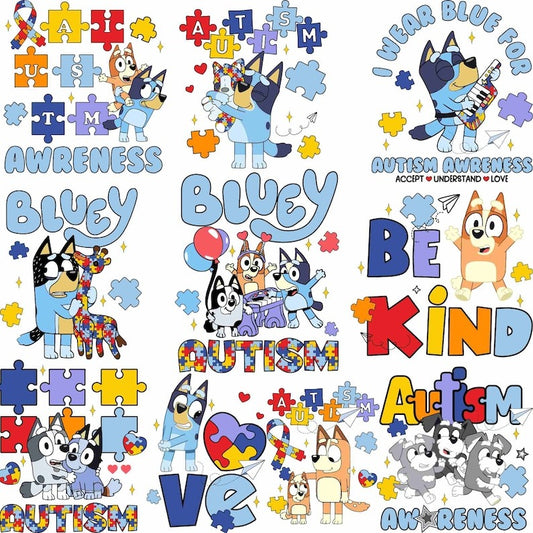 Bluey Autism Awareness png, Autism Puzzle P8NG, Funny Dog And Friends, Character Cartoon Autism PNG, Autism Support PNG