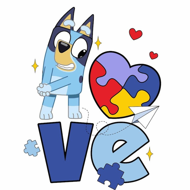 Bluey Autism Awareness png, Autism Puzzle P8NG, Funny Dog And Friends, Character Cartoon Autism PNG, Autism Support PNG