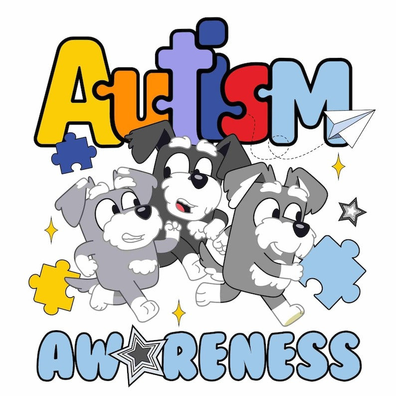 Bluey Autism Awareness png, Autism Puzzle P8NG, Funny Dog And Friends, Character Cartoon Autism PNG, Autism Support PNG