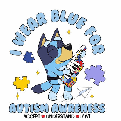 Bluey Autism Awareness png, Autism Puzzle P8NG, Funny Dog And Friends, Character Cartoon Autism PNG, Autism Support PNG