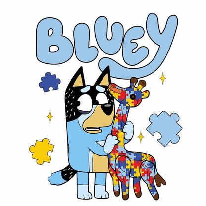 Bluey Autism Awareness png, Autism Puzzle P8NG, Funny Dog And Friends, Character Cartoon Autism PNG, Autism Support PNG