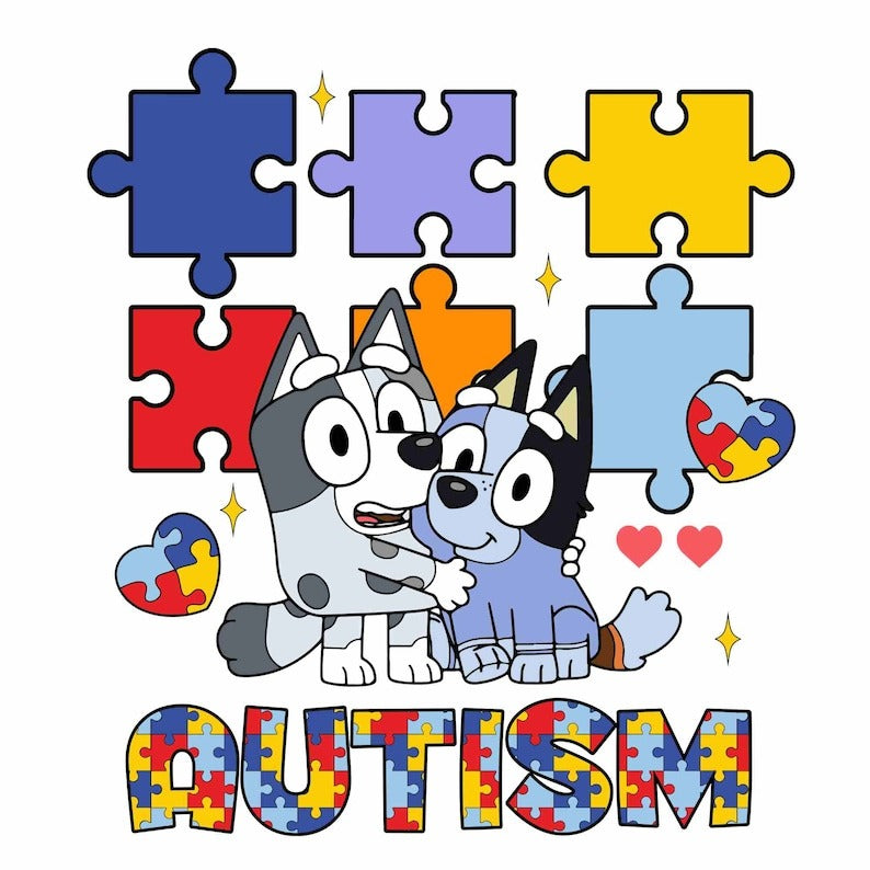 Bluey Autism Awareness png, Autism Puzzle P8NG, Funny Dog And Friends, Character Cartoon Autism PNG, Autism Support PNG