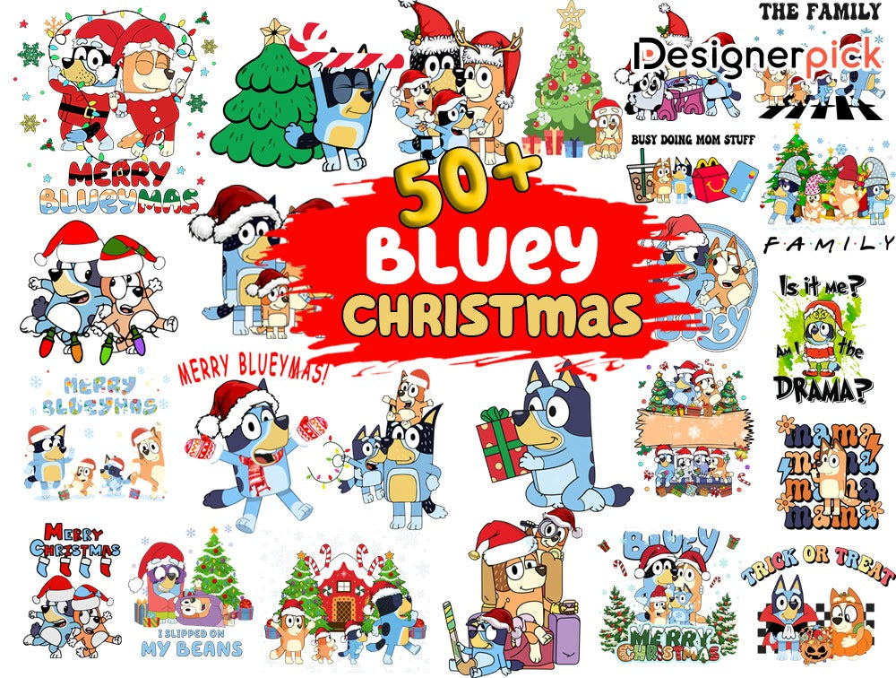 Bluey Christmas Png Bundle, Blue Christmas Png, Blue Christmas Sublimation  Bundle, Cartoon Christmas Png - Jumbosvg