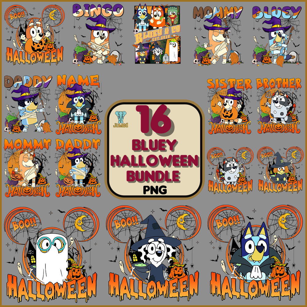 BlueyHalloweenPngBundle