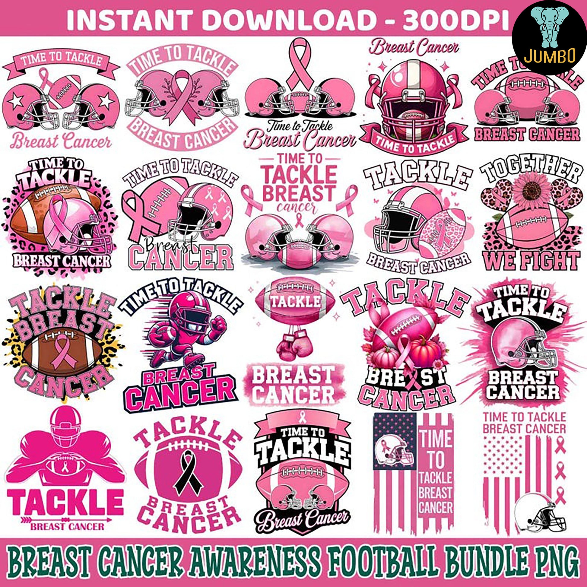 BreastCancerFootballPinkOutPngBundle