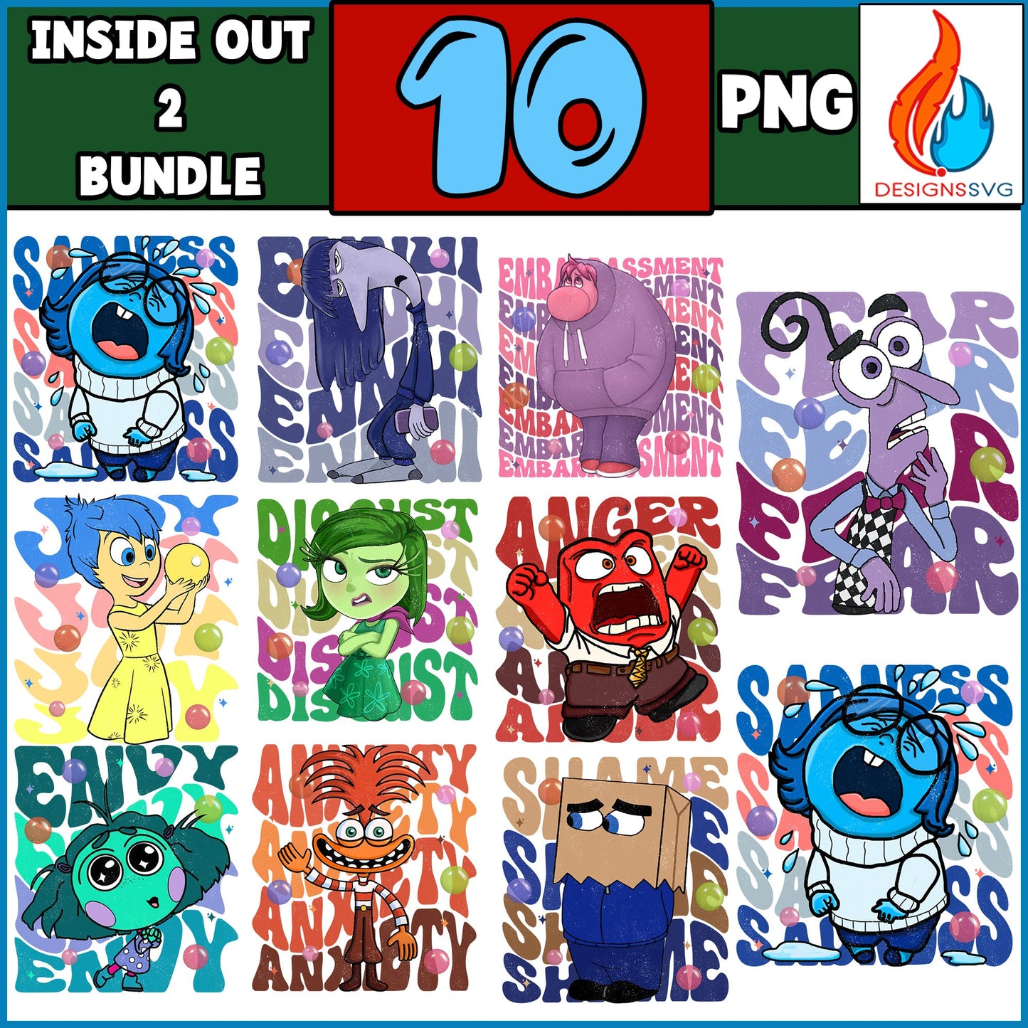 10 Inside Out PNG Bundle, Digital Download