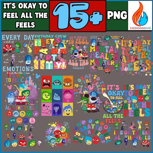 15+ It's Okay To Feel All The Feels Png, Mental Health Png, Digital Download