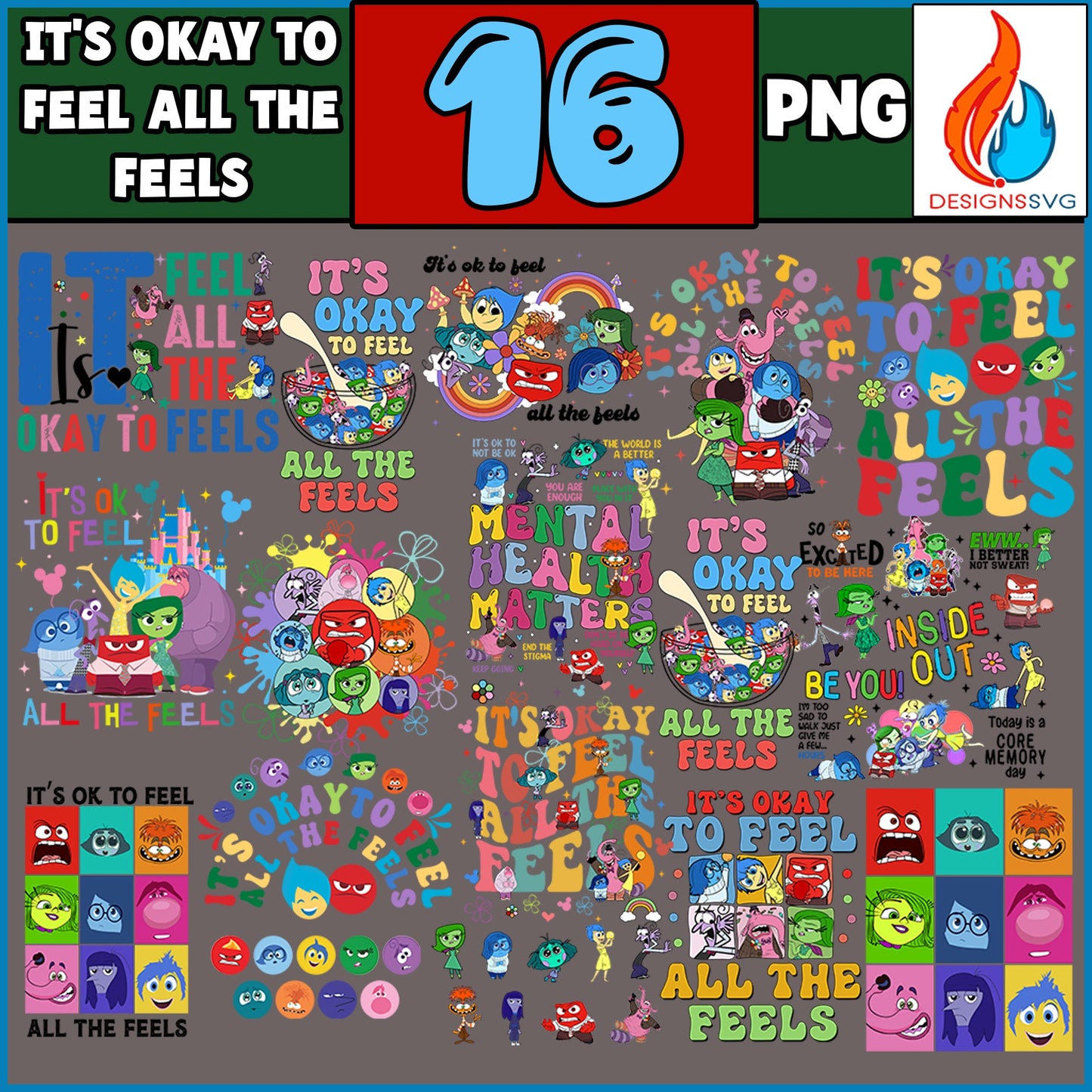 16+ It's Okay To Feel All The Feels Png, Mental Health Png, Digital Download