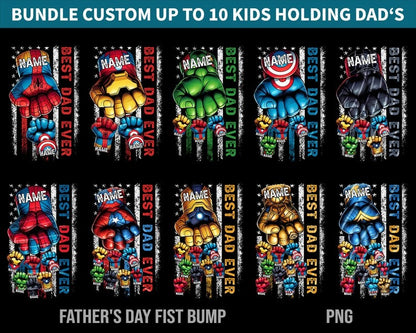 Bundle Best Dad Ever Superhero Set, Personalized Best Dad Ever Png, Super Father's Day Fist Bump Png, Daddy Team Gift For Daddy, PNG Digital