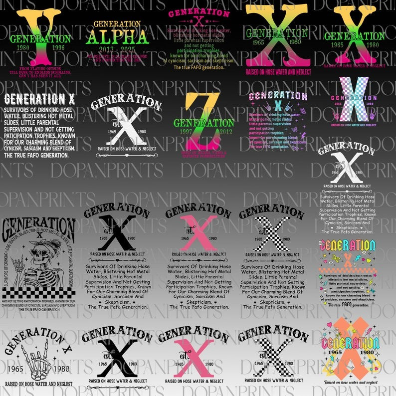 Bundle Generation X Gen X Png, Raised On Hose Water And Neglect, Sarcasm Png, Trendy Png Sublimation, Cricut Cut File, 1980 Birthday Gift