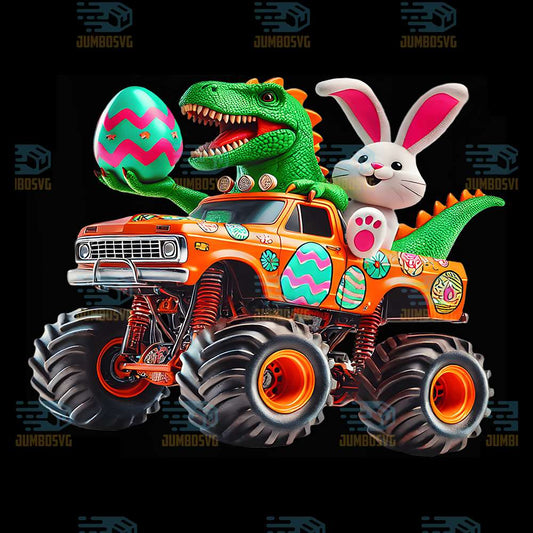 Bunny-T-rex-Easter-Monster-Truck-Dino-Boys-Kids-Cute-Png