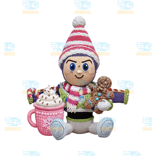 Buzz-Lightyear-Crochet-Christmas-Png-Cute-Yarn-Buzz-Hot-Cocoa-Png-Crochet-Gingerbread-Buzz-Png-Holiday-Cocoa-Christmas-Png