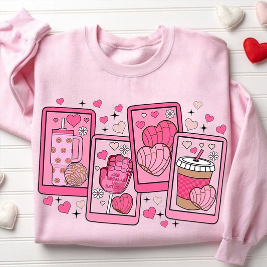 Cafecito y Chisme Valentine's Day PNG, Concha Valentine's Day Shirt Png, Candy Valentines, Valentines Png, Mexican Valentine Sublimation.1