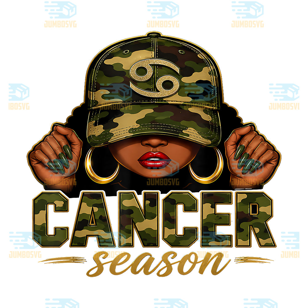 Cancer-Season-Camo-Hat-African-American-Woman-Birthday-Png