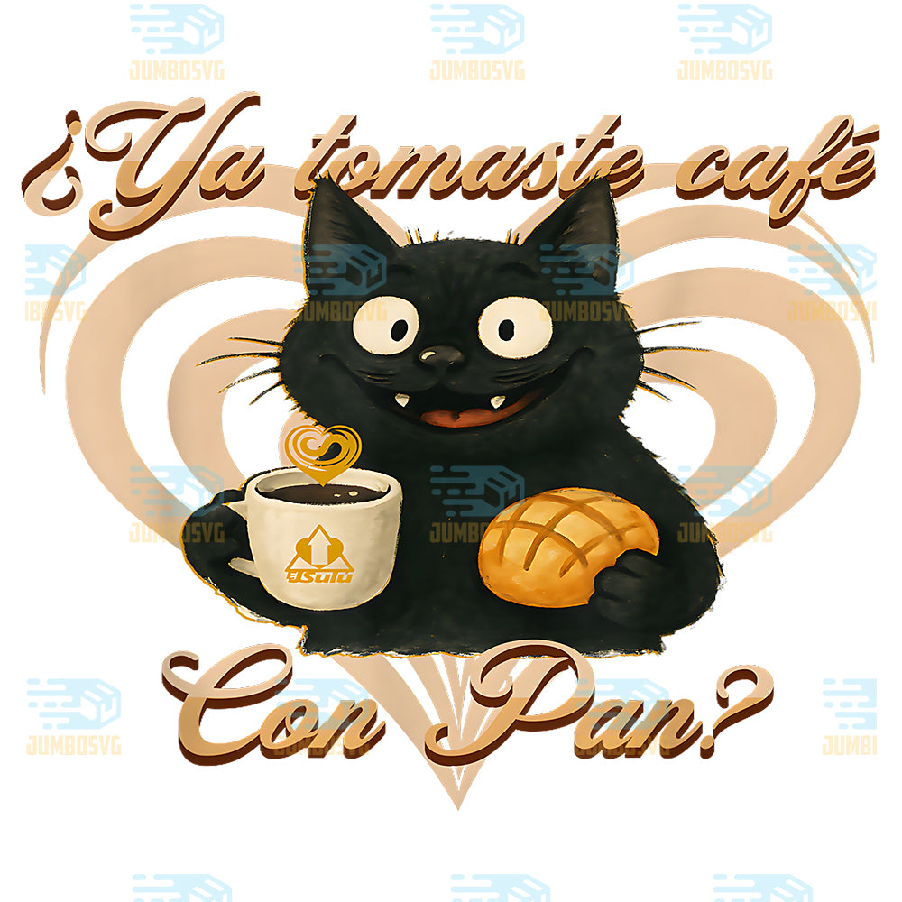 Cat-Coffee-And-Sweet-Bread-Png-Ya-Tomaste-Cafe-Con-Pan-Svg