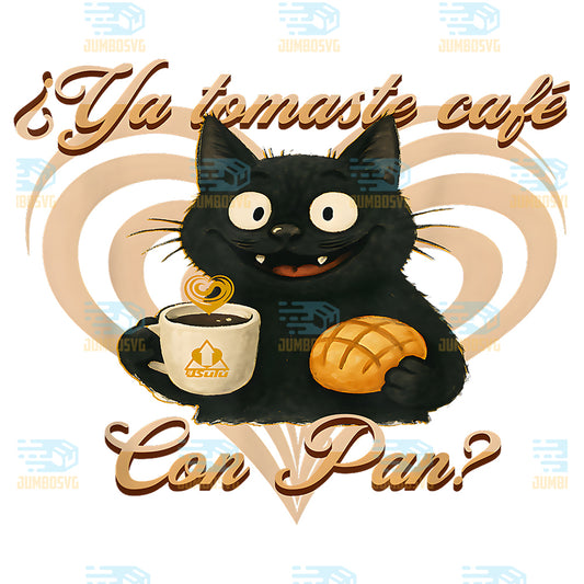 Cat-Coffee-And-Sweet-Bread-Png-Ya-Tomaste-Cafe-Con-Pan-Svg