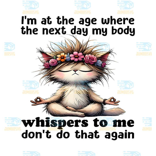 Cat-I-m-At-A-Age-Where-The-Next-Day-My-Body-Whisper-To-Me-Don-t-Do-That-Again-Png