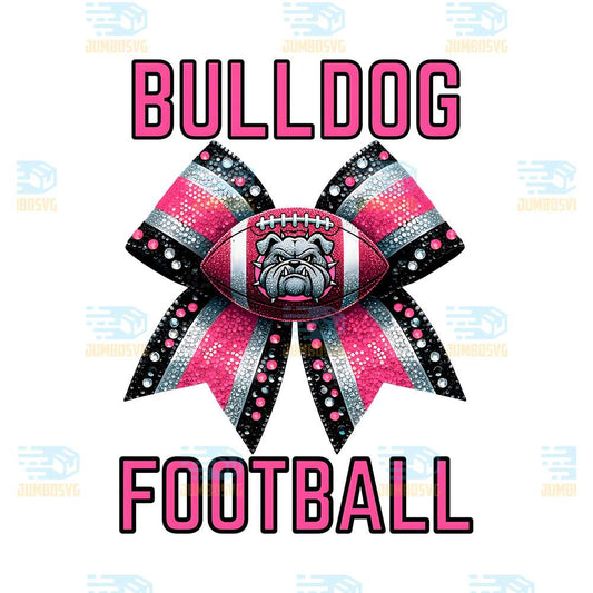 Cheer-Bow-Pink-Silver-Bulldog-Football-Png