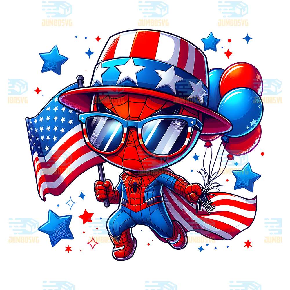 Chibi-Spider-Man-America-4th-Of-July-Png