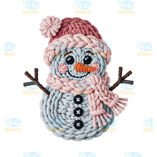 Christmas-Faux-Yarn-Crochet-Snowman-Png