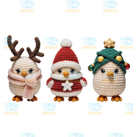 Christmas-Yarn-Crochet-Chickens-Png