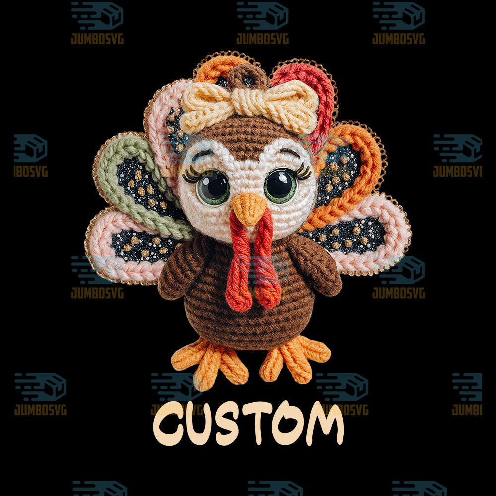 Christmas-Yarn-Crochet-Turkey-Girl-Custom-Png
