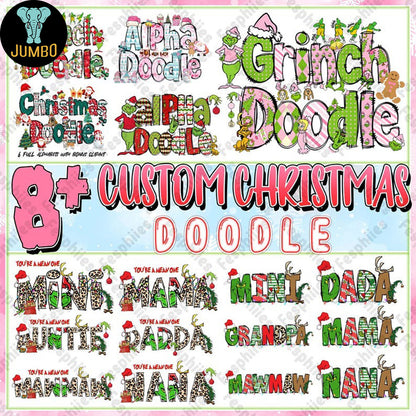 Christmas Alpha Doodle Png Bundle - Jumbosvg