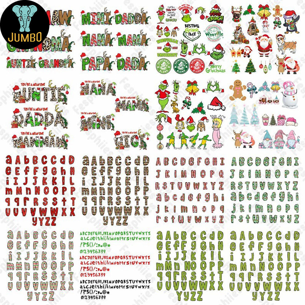 Christmas Alpha Doodle Png Bundle - Jumbosvg