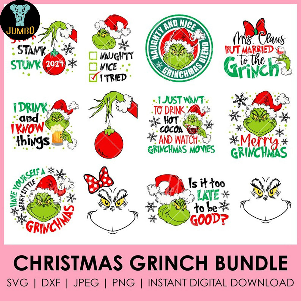 Christmas Grinch Hand Face Svg Bundle - Jumbosvg