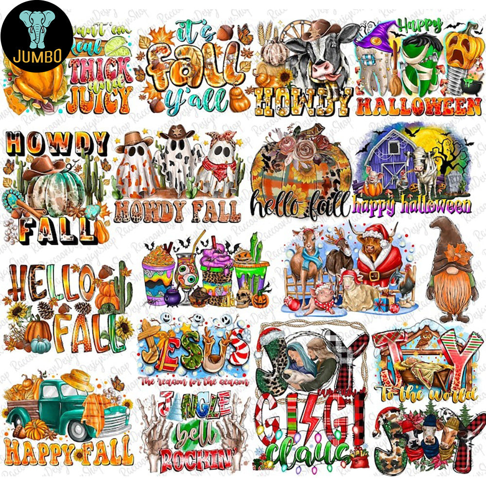 Christmas Halloween Fall Thanksgiving Bundle Png - Jumbosvg